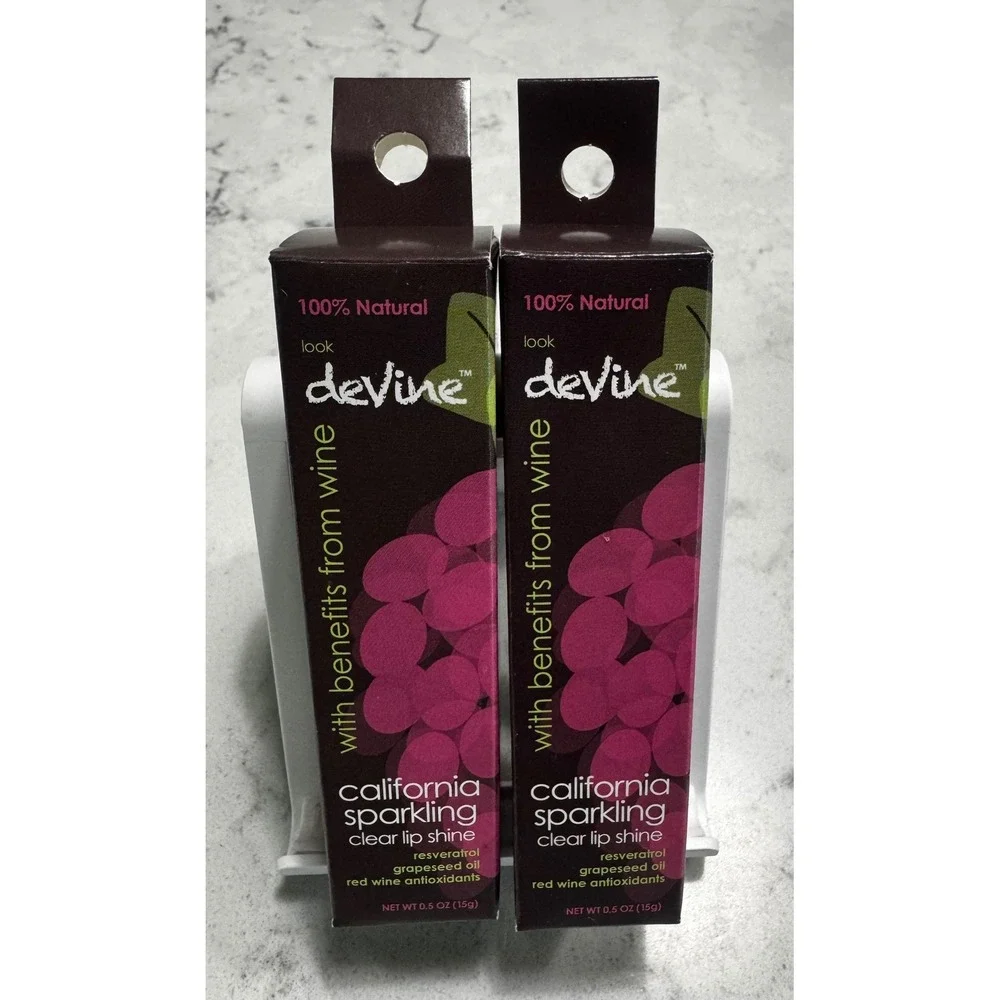 Lot of 2 Look deVine California Sparkling Clear Lip Shine Gloss NIB 100% Natural